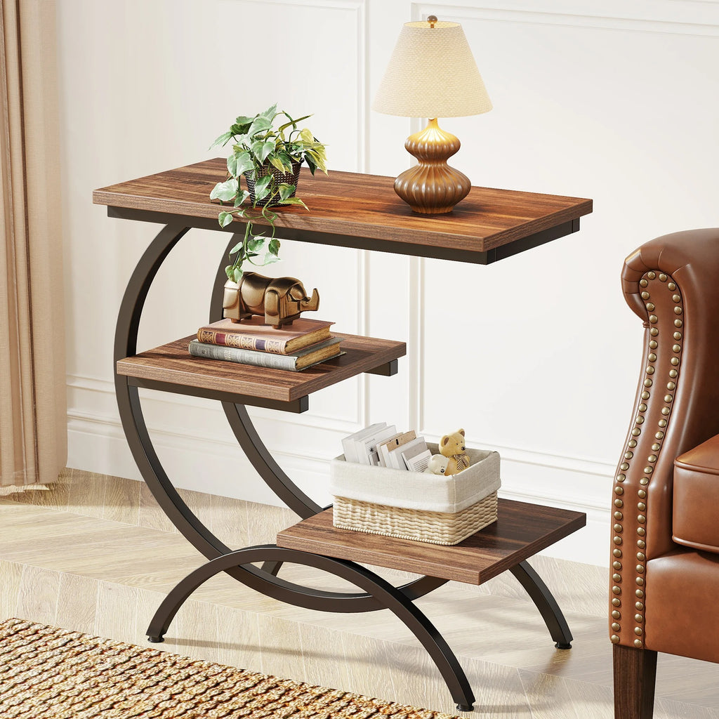 ✨ C-Shape Wood End Table
