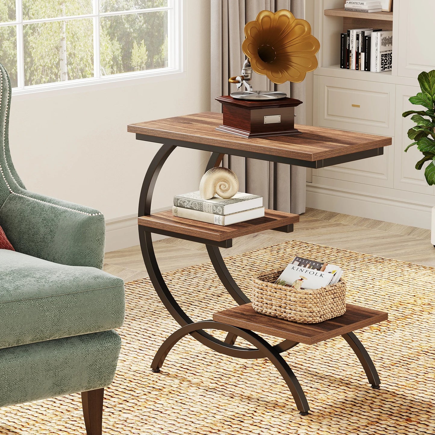 ✨ C-Shape Wood End Table